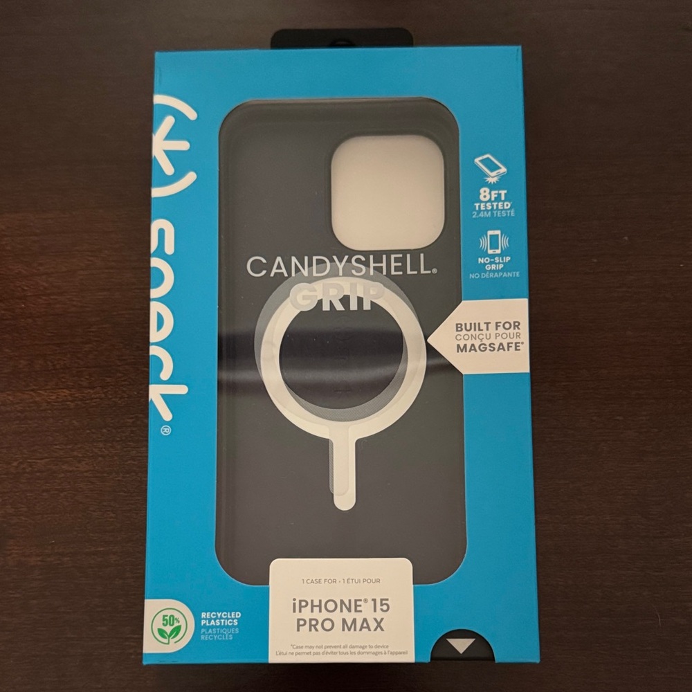Speck Candyshell Grip MagSafe iPhone 15 Pro Max Case - Mystery Blue/Faded Denim